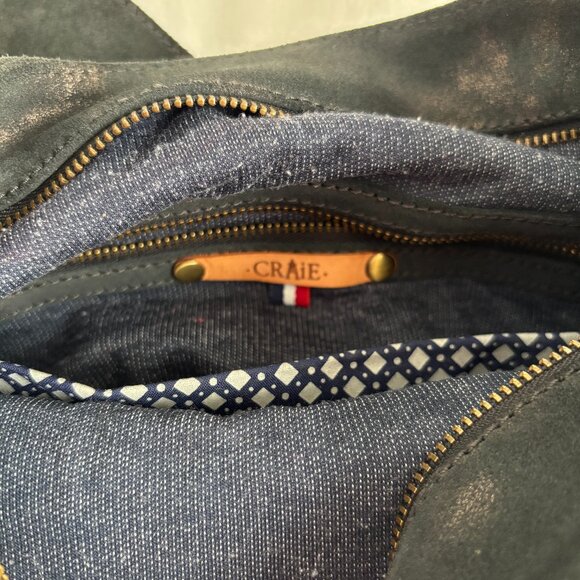 Craie Studio Suede Black Metallic Shoulder Bag - Picture 8 of 10